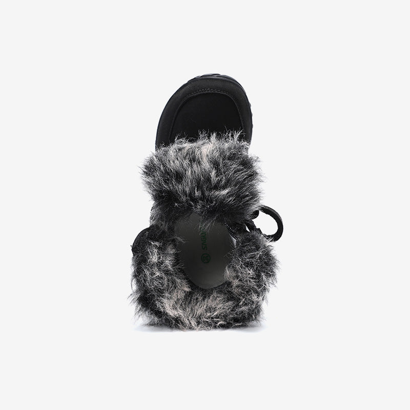 Kids Waterproof Winter Barefoot Boots with Faux Fur Collar
