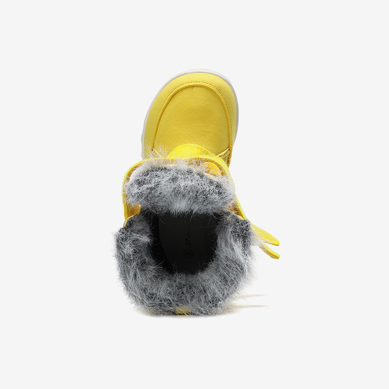 Kids Waterproof Winter Barefoot Boots with Faux Fur Collar
