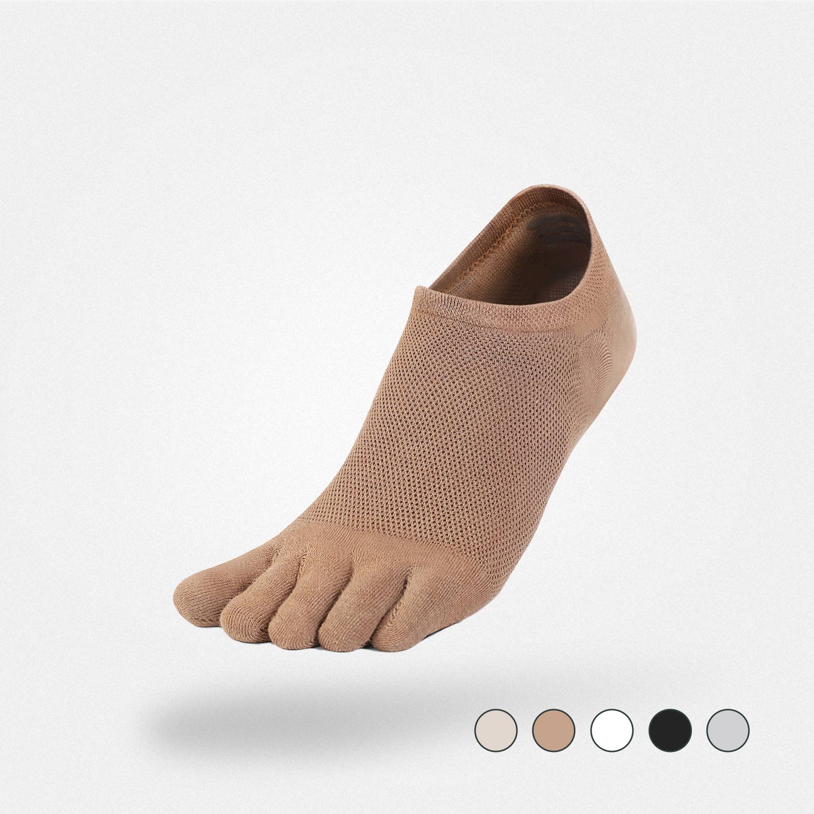 Breathable No Show Toe Socks - 5 Pack