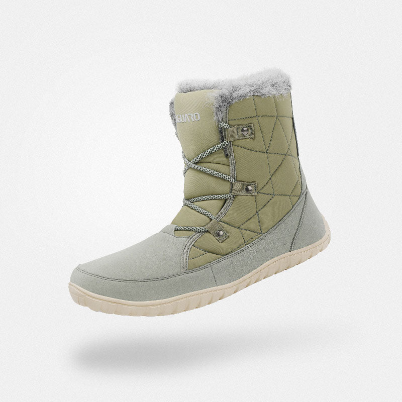 Rise I Waterproof Suede Winter Barefoot Boots with Faux Fur Collar